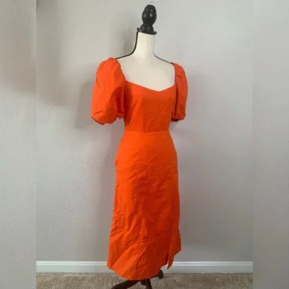 NWOT Banana Republic Bright Orange Midi Dress - Picture 5 of 14
